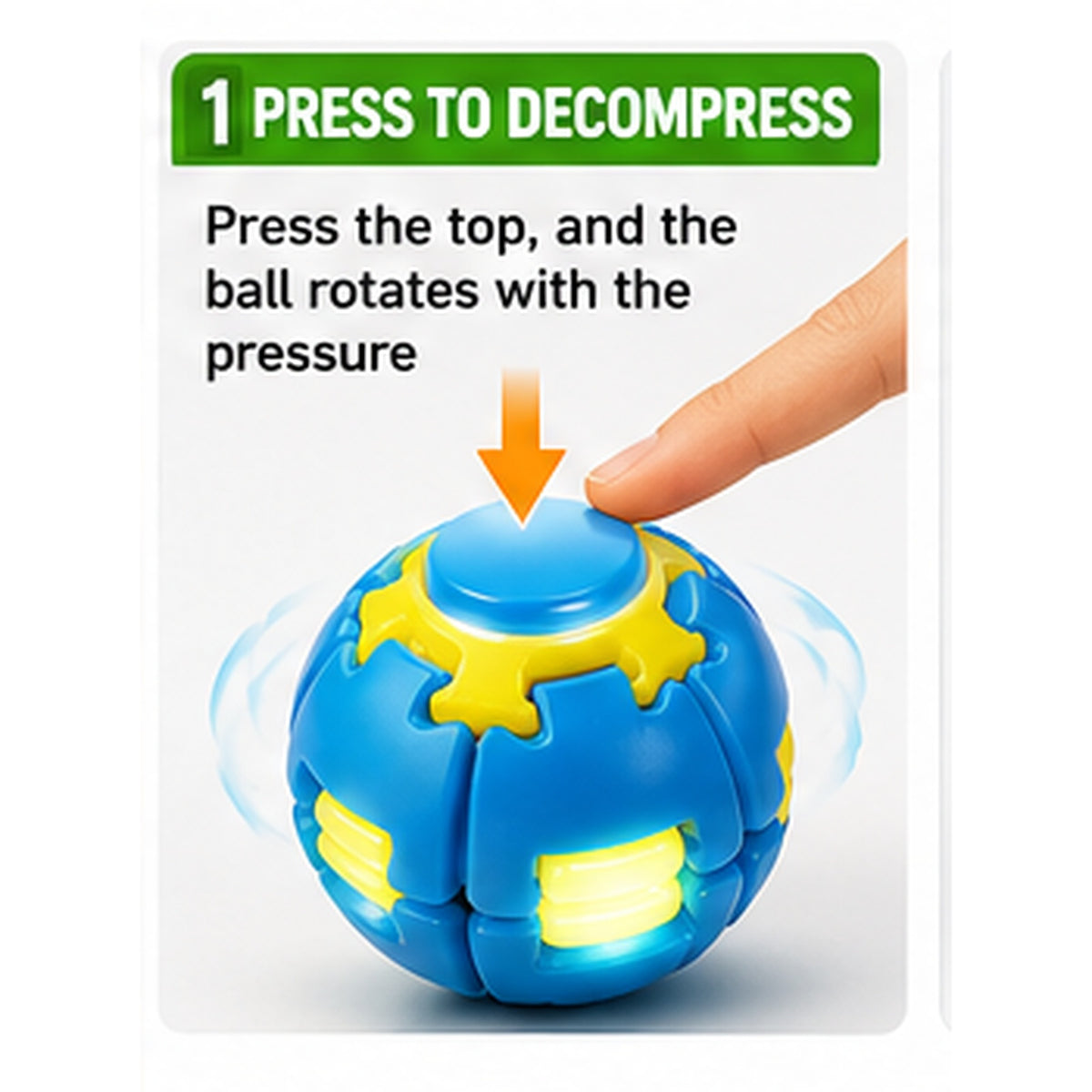 Press to spin luminous fidget ball